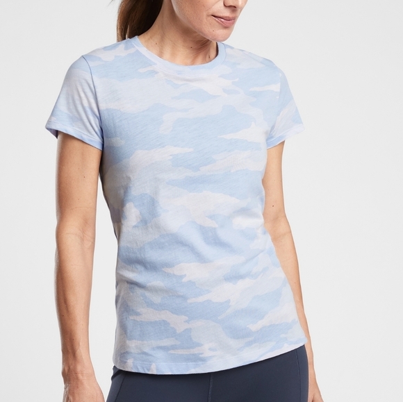 Athleta Organic Daily Blue Camo Crew Tshirt Plus Size NWT - Picture 7 of 7